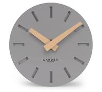 Horloge de table analogique de 15 cm, silencieuse, en MDF gris, avec des aiguilles en bois
