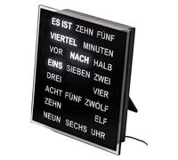 Horloge de table avec affichage LED de mots, quartz, noire, 20x20x4 cm