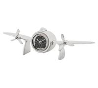 Horloge de table design Casa Padrino, style vintage, en aluminium argenté - 46 x 14 x 9,5 cm