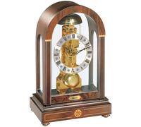 Horloge de table en bois de noyer, style squelette, dimensions 30x19x13,5 cm, mécanisme manuel