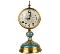 Horloge de table - Horloge de bureau - 16 x 38 cm - Bronze et vert - Quartz silencieux