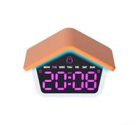Horloge de table LED design maison veilleuse luminosité réglable multicolore lumière d'ambiance avec fonction snooze grand écran pour chambre à coucher décoration d'intérieur (orange)