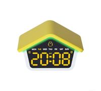 Horloge de table LED design maison veilleuse luminosité réglable multicolore lumière d'ambiance avec fonction snooze grand écran pour chambre à coucher décoration d'intérieur (jaune)
