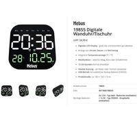 Horloge de table Mebus 19855 18.5 cm x 18.5 cm x 3 cm noir