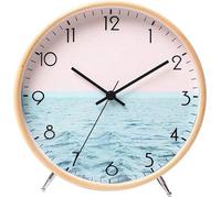Horloge de table moderne en bois, 22 cm, horloge murale silencieuse, sans tic-tac, mécanisme intégré, pour le salon ou la cuisine