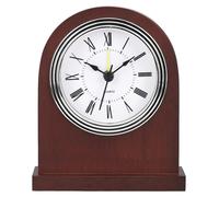 Horloge de table, mouvement à quartz, base en bois, cadre argenté, dimensions 78x30 mm, chiffres romains
