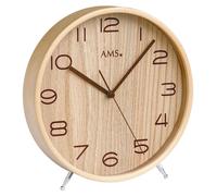 Horloge de table, mouvement à quartz, boîtier en bois de couleur beige, 22x22x4 cm, affichage analogique