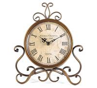 Horloge de table rétro - Chiffres romains - 28 cm - Cuivre - Silencieux, sans tic-tac