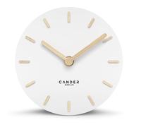 Horloge de table silencieuse, 15 cm, affichage analogique, couleur blanche, avec aiguilles en bois MDF