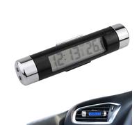 Horloge de véhicule : horloge numérique de voiture et jauge de température | Écran LED de sortie d'air 2 en 1, dispositif de tableau de bord avec rétroéclairage bleu, accessoire intérieur de voiture,