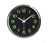 Horloge Décorative 30cm Lumineuse Nuit Cuisine Bar(Silver, Black) | Visibilité nocturne, mouvement quartz pour précis, design , plastique électroplaqué, pour facile à installer