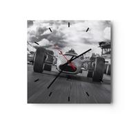 Horloge Décorative Moderne Carrée 40x40 cm Noir et Blanc Autos - 4127