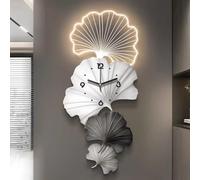 Horloge décorative Murale 3D, Alimentation Secteur, Sculpture Murale Lumineuse, Horloge Suspendue silencieuse de Luxe pour la décoration du Salon (Gris 35 x 80 cm / 13,8 x 31,5 Pouces)