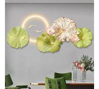 Horloge décorative Murale Moderne, Grande Sculpture Murale 3D avec lumière LED, Alimentation Secteur, Tableau décoratif LED en Relief pour Salon, Chambre (Vert 100 x 44 cm / 39,4 x 17,3 pouc