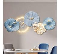 Horloge décorative Murale Moderne, Grande Sculpture Murale 3D avec lumière LED, Alimentation Secteur, Tableau décoratif LED en Relief pour Salon, Chambre (Bleu 80 x 36 cm / 31,5 x 14,2 Pouce