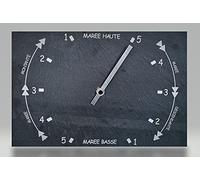 Horloge des Marées (Format A4) - Indicateur Mural pour Pêche, Surf & Plage, Design Marin Noir/Blanc, Fabriquée en Bretagne, Pile AA Incluse