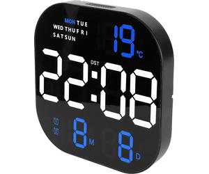 Horloge digitale grand écran LED USB 5V Télécommande Multifonctionnelle Température Affichage Mois Horloge électronique lumineuse pour Bureau Salon Deux Couleurs Lumière Bleue