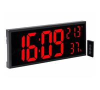 Lunartec Horloge digitale LED XXL rouge avec télécommande et hygro/thermomètre