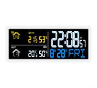 Horloge Digitale pour affichage Température Humidité Intérieur | Écran LCD complet, heure date semaine, températures intérieur extérieur, humidité précise, lecture facile
