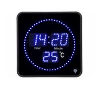 Lunartec Horloge radiopilotée 20 x 20 cm avec thermomètre et LED bleues