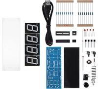 horloge DIY numérique à LED à 4 chiffres, affichage automatique de l'heure/de la température, électronique - Rouge