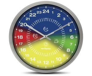 Horloge double cadran 24h ø 30 cm - éducative noir blanc