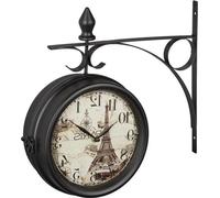 Horloge double face Tour Eiffel – Horloge murale analogique – 1 pièce – Noir – H 34 x L 35 x P 10 cm