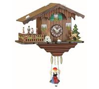 Horloge du Schwarzwald, style chalet suisse, mouvement à quartz, son de coucou, danseurs tournants
