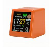 Horloge Écran Cleur Mini, Orange | Personnalible, Horloge Météo Connectée Écran écran cleur, Intelligente, pr Étagère