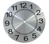Horloge en aluminium de 243 mm pour cadran pour maison, atelier, construction avec chiffres arabes et trou de tige de 10 mm (argenté)