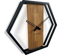 Horloge en chêne Loft Hexagon métallique 50 cm, z231