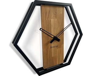 Horloge en chêne Loft Hexagon métallique 50 cm, z231