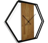 Horloge en chêne Loft Hexagon métallique 80 cm, z231