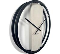 Horloge en chêne LOFT OVAL métal 3d chêne blanchi