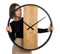 Horloge en chêne Loft Round métallique 80 cm, z231