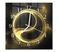 Horloge En Verre - 30x30 cm - Cercle d'abstraction - Aiguilles blanches