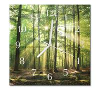 Horloge En Verre - 30x30 cm - Nature de la forêt - Aiguilles blanches