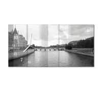 Horloge En Verre - 60x30 cm - Les Ponts De Paris - Aiguilles blanches