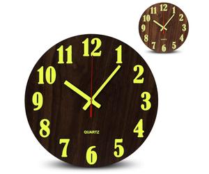 Horloge fishtec light & wood murale