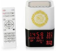 Horloge Hausleben avec haut-parleur pour le Coran, lecteur de Coran haute définition avec 15 langues et audio de commentaires, horloge de prière avec rappel de l'adhan, lecteur Bluetooth et MP3, cadea