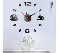 Horloge,Horloge murale 3D Horloge murale, décor cuisine maison, numérique tasse de café, horloge à faire soi même, - Type black