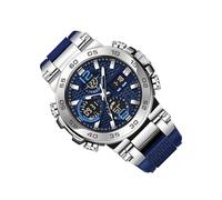 Horloge hybride pliable, chrono électronique résistant aux chocs, rétroéclairage d'alarme avec chronomètre, accessoire de bracelet en silicone authentique, design décontracté moderne, accessoire mascu