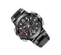 Horloge hybride pliable, chrono électronique résistant aux chocs, rétroéclairage d'alarme avec chronomètre, accessoire de bracelet en silicone authentique, design décontracté moderne, accessoire mascu
