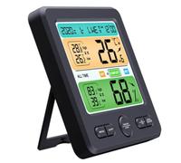 Horloge Hygromètre Murale Électronique à Écran Led, Abs, Noire | Thermomètre Intérieur sans Pile, Support Pliable, Usage Maison et Décoration Murale, Précision ±1 ℃ et ±5 % Rh