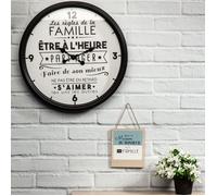 The Home Deco Factory - Horloge en plastique La vie en famille Noir G