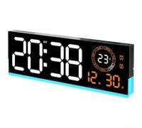 Horloge LED silencieuse pour chambre à coucher Veilleuse lumineuse LED | Affichage de l'heure, de la date, de la semaine, de la température, d'un écran multifonction, d'une mise à jour du calendrier