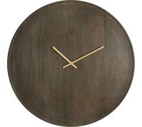 Horloge Light & Living VETI en bois de mangue marron foncé avec bord doré – Ø56 cm