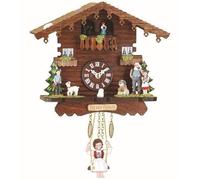 Horloge - Maison Suisse - Pendulette de la Forêt Noire - Danseurs Tournants - Noyer