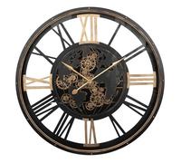 Atmosphera - Grande Horloge Murale Clark, Noir et Doré, Diamètre 110 cm, Engrenages Mobiles, Style Industriel - pour Salon, Bureau, Entrée