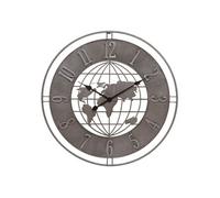 Pendule murale Monde en Métal Gris industriel D 68 cm